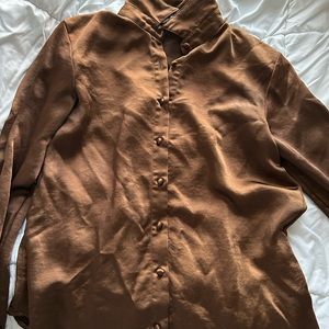 brown satin blouse